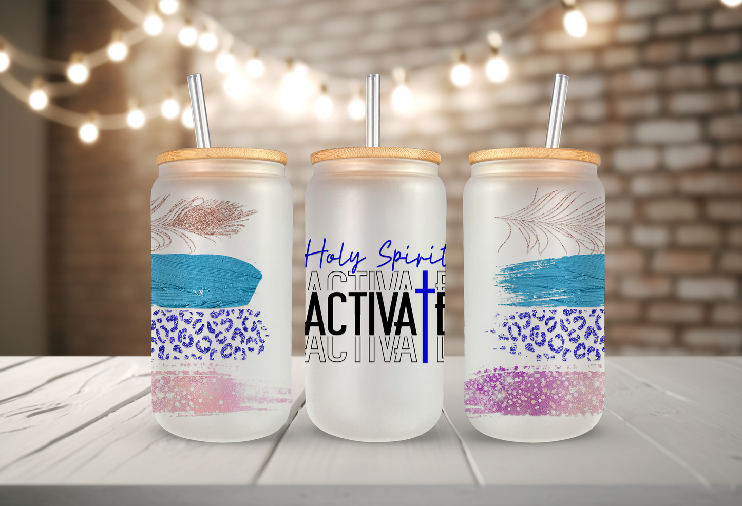 16oz Holy Spirit Activate Frosted Glass Tumbler