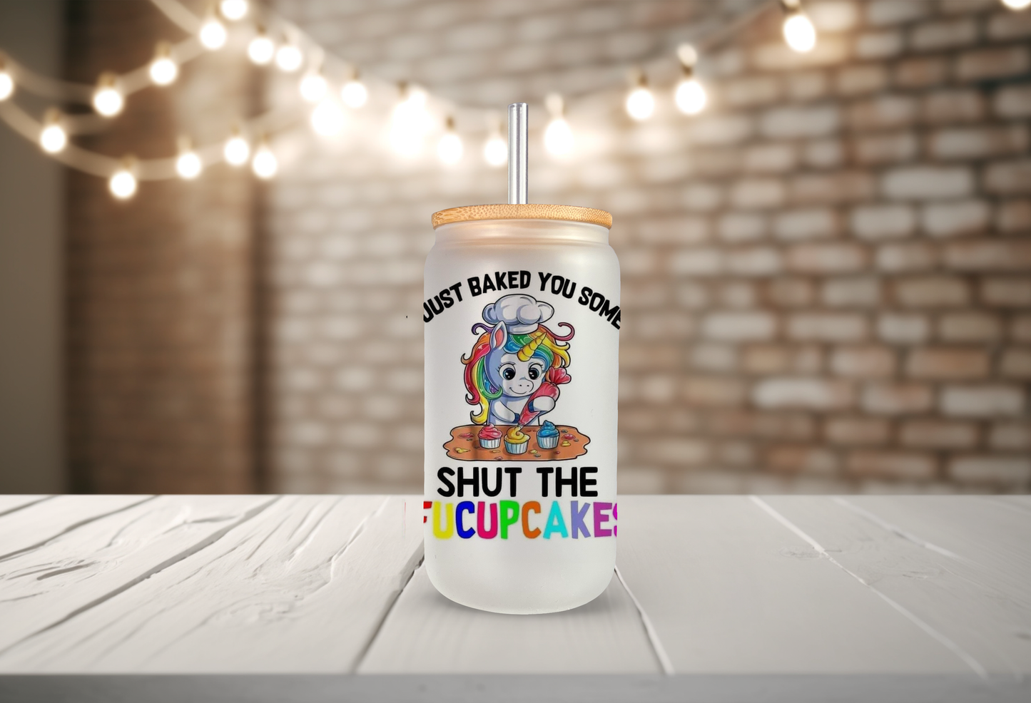 16oz Shut The Fucupcakes Frosted Glass Tumbler