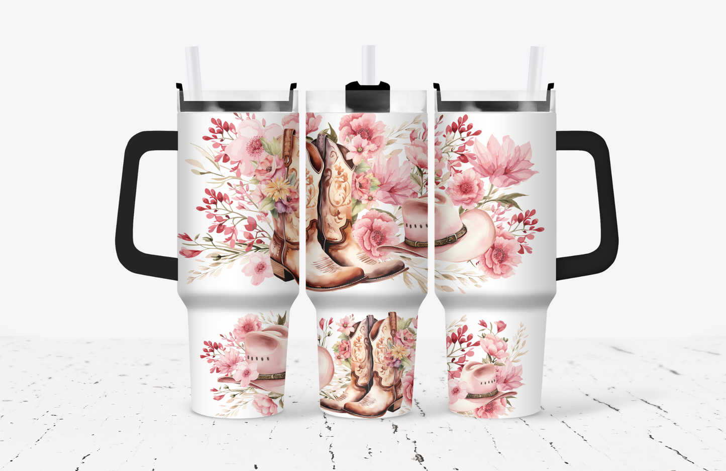 Pink Cowgirl Boots 40oz Tumbler