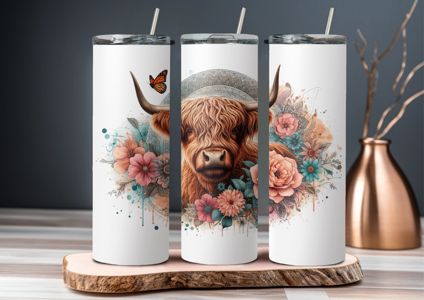 Mandala Highland Cow 5 Tumbler