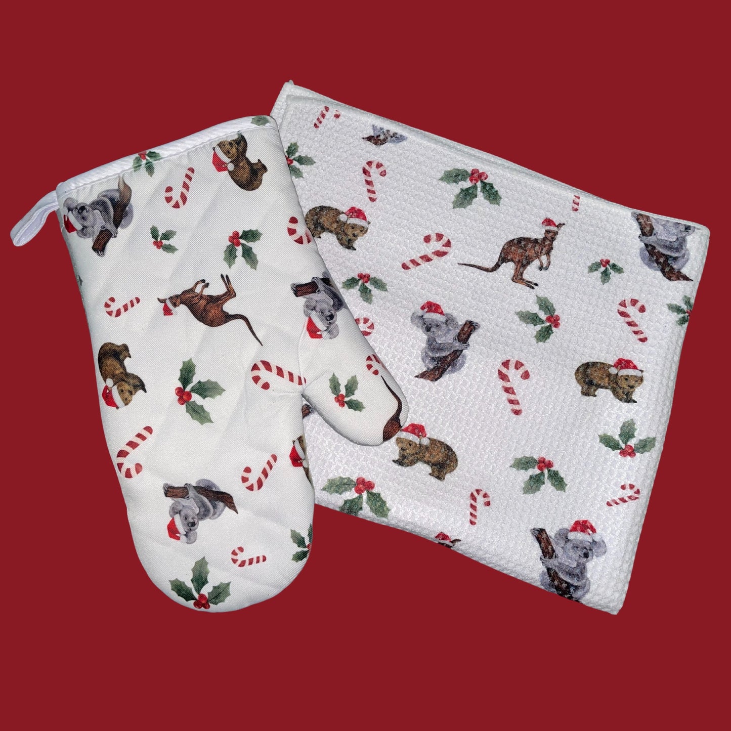 Aussie Christmas Tea Towel and Oven Glove Set