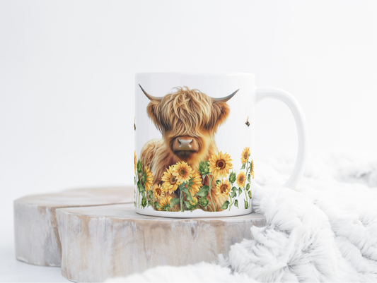Highland Cow with Sunflowers 3 Mug