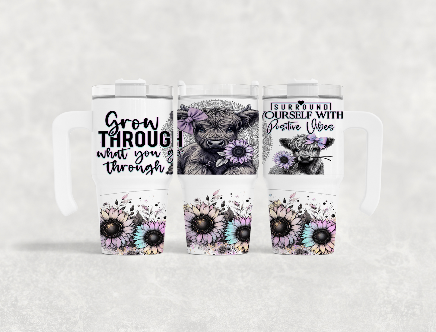 Positive Purple Cow 20oz Tumbler with Handle