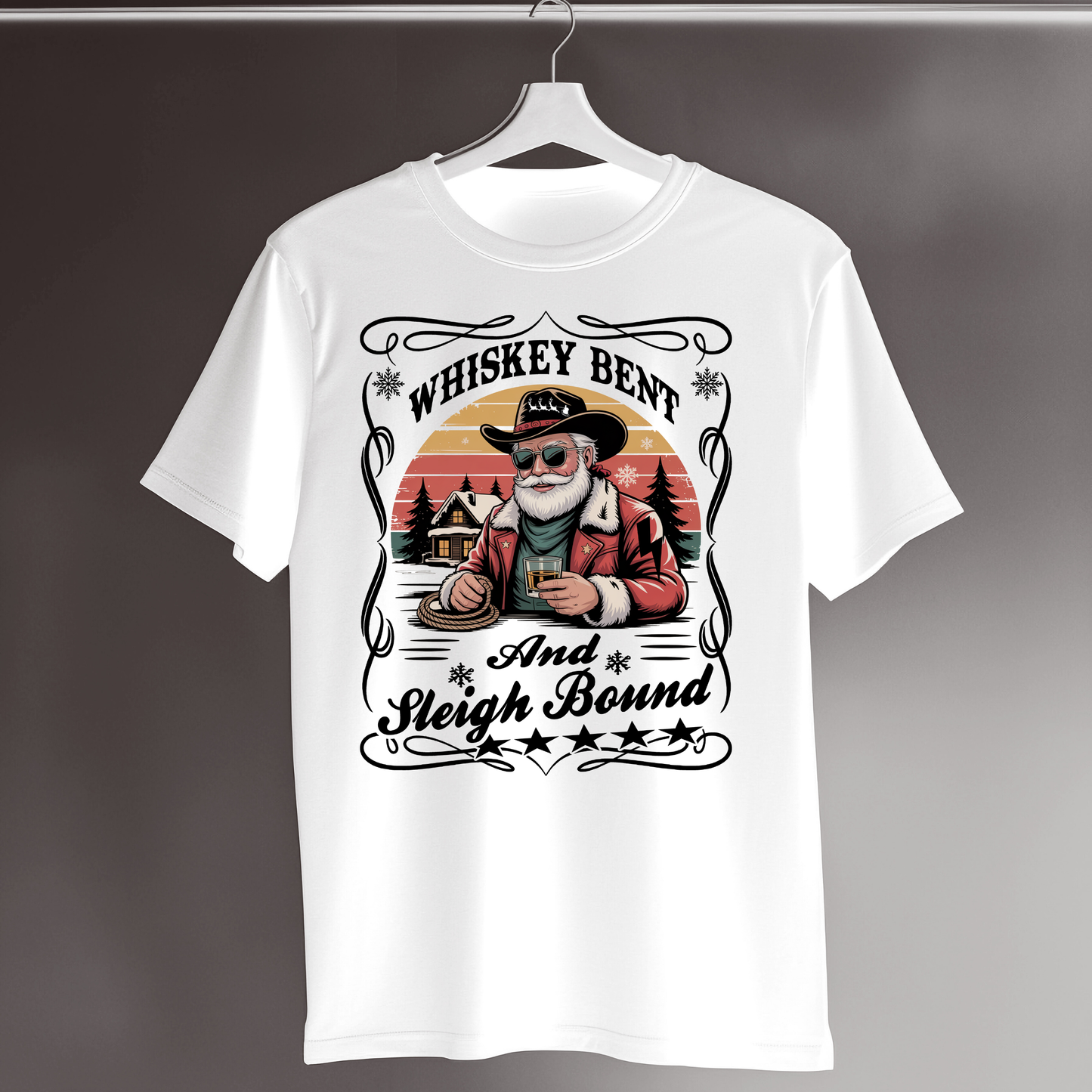 Whiskey Bent and Sleigh Bound Christmas T-shirt