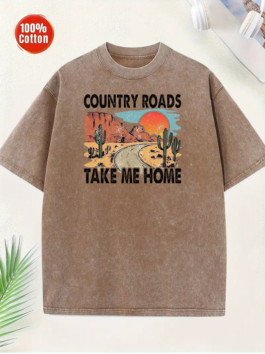 Country Roads Take me Home T-Shirt Brown