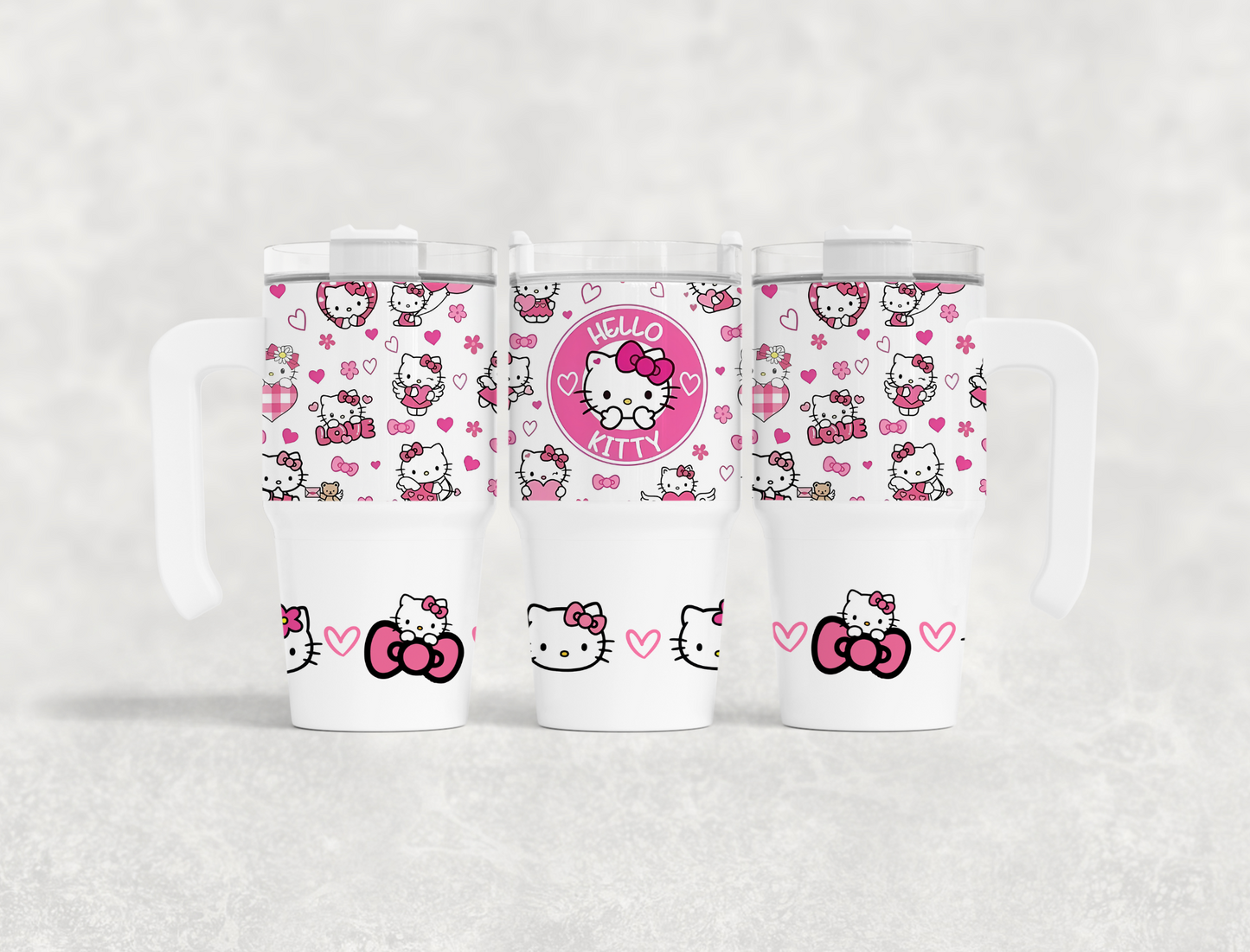 Pink Kitty 20oz Tumbler with Handle