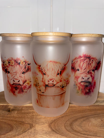 16oz Frosted Highland Cow Tumbler