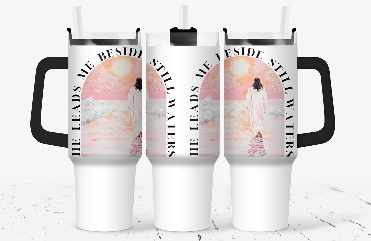 He Leads Me Beside Still Waters 40oz Tumbler
