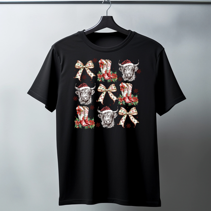 Highland Cow Christmas T-shirt