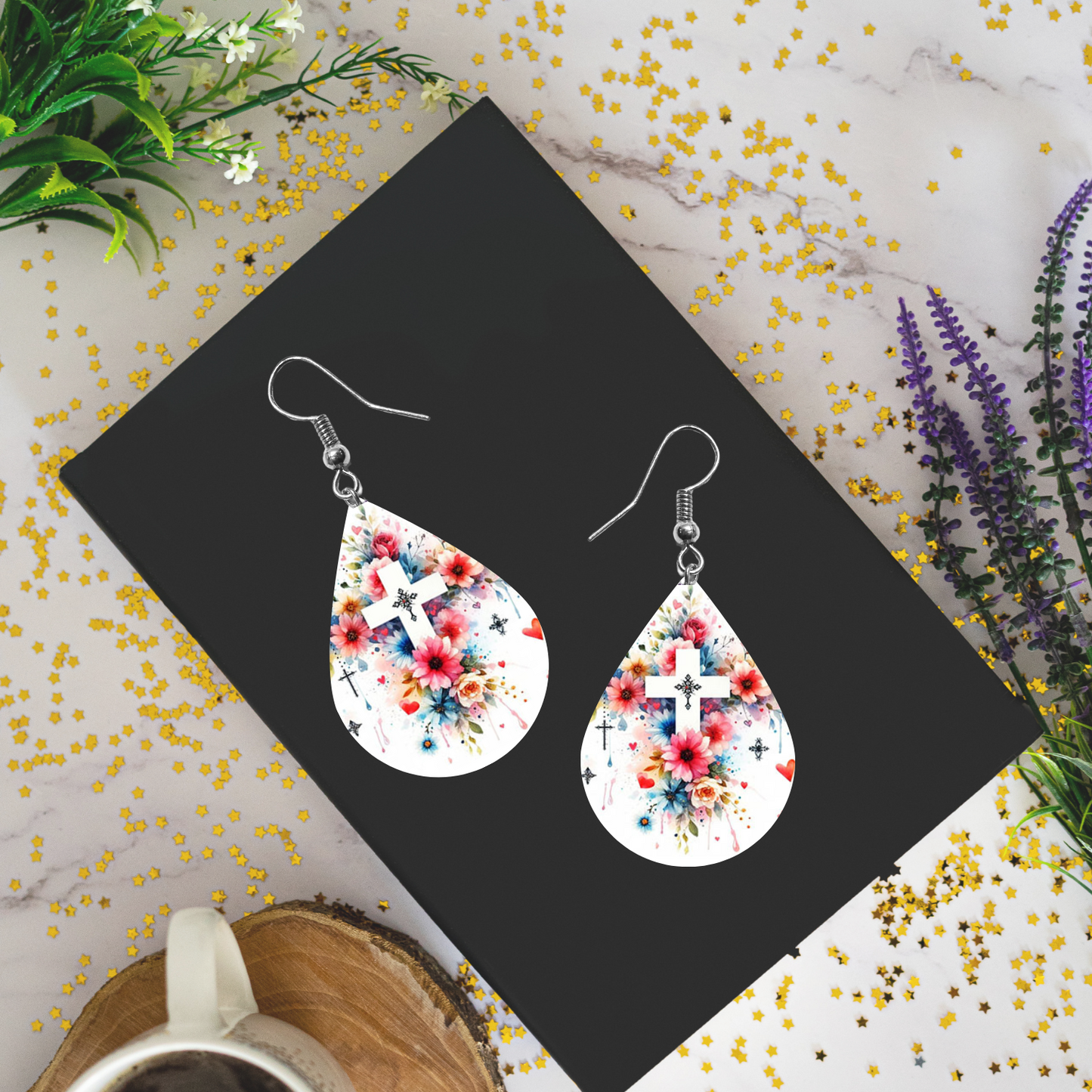 Flower Cross Earrings