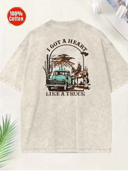 Heart Like a Truck T-Shirt Beige