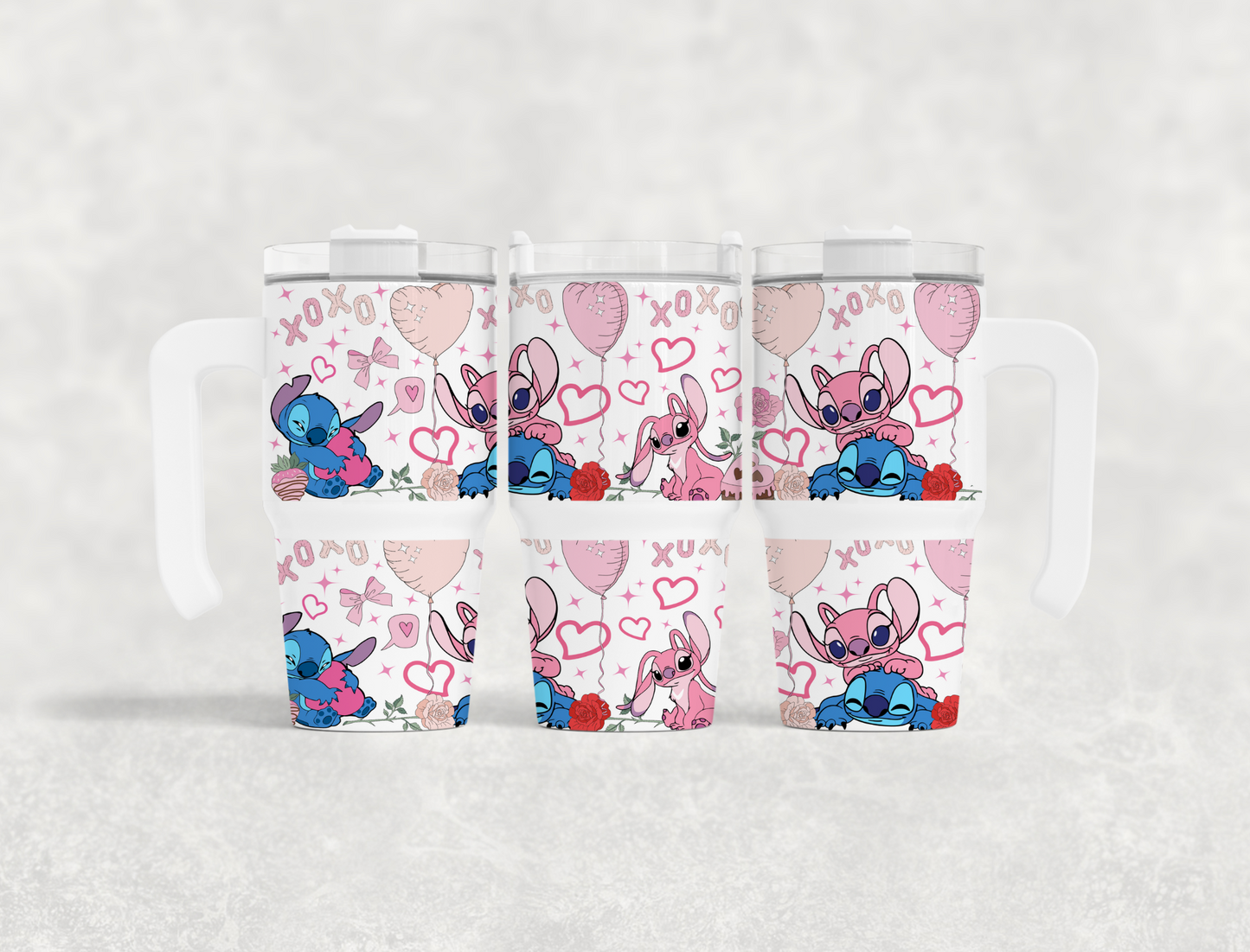 Blue and Pink Cute Friends 20oz Tumbler with Handle