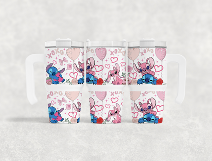 Blue and Pink Cute Friends 20oz Tumbler with Handle