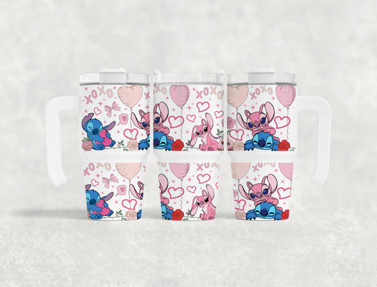 Blue and Pink Cute Friends 20oz Tumbler with Handle